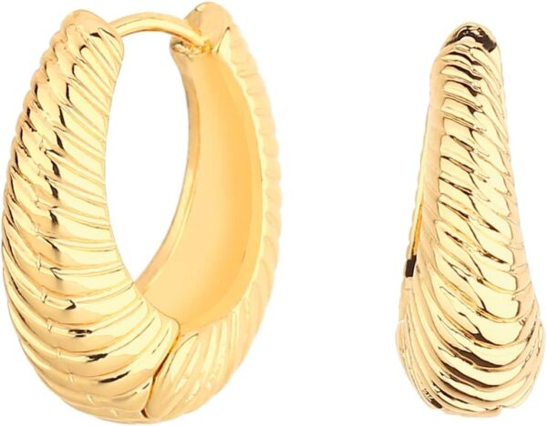 Wgoud Chunky Hoop Earrings Set 14K Gold Hoop Earrings for Women Hypoallergenic, Thick Hoops Earring set, Twist Huggie Hoop Earring - Image 9
