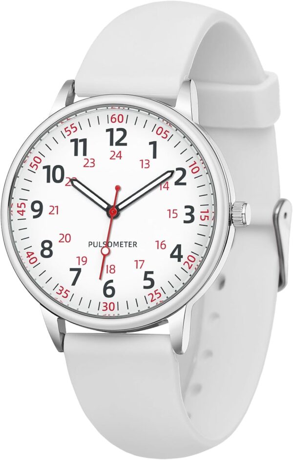 Women Watch for Nurse Easy to Read Dial Wristwatches Silicone Band Water Resistant Watches Second Hand and 24 Hour - Image 2