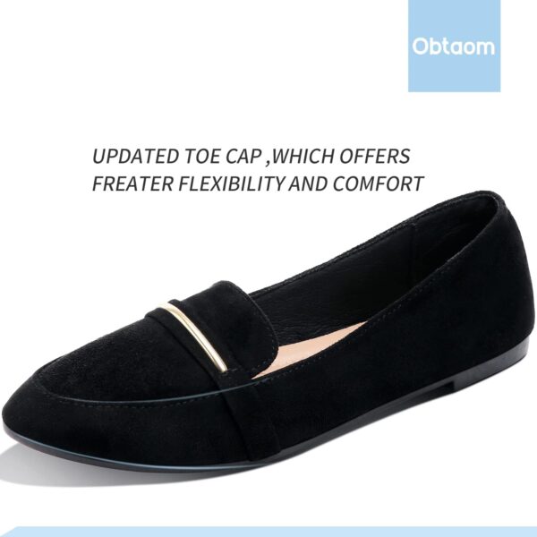 Obtaom Women's Pointy Toe Loafer Flat Comfortable Faux Suede Work Shoes,Cute Penny Loafer Slip On Ballet Flat - Image 4