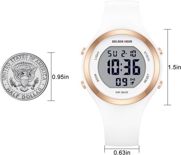 GOLDEN HOUR Waterproof Sport Women's Digital Chronograph Silicone Strap Watch - Image 6