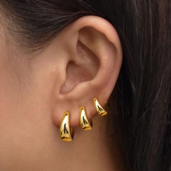 3Pairs Gold Hoop Earrings Set for Women Trendy Chunky Huggie Dainty Earrings Jewelry for Women Teens - Image 3