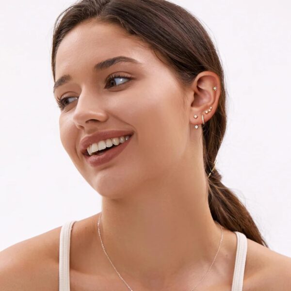 Gold Stud Earrings for Women, 6 Pairs 14K Hypoallergenic Cartilage Earrings for Multiple Piercing, Dainty Small Stackable Hoop Ball Earrings Set - Image 4