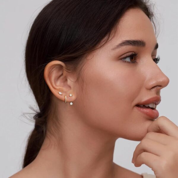 Gold Stud Earrings for Women, 6 Pairs 14K Hypoallergenic Cartilage Earrings for Multiple Piercing, Dainty Small Stackable Hoop Ball Earrings Set - Image 3
