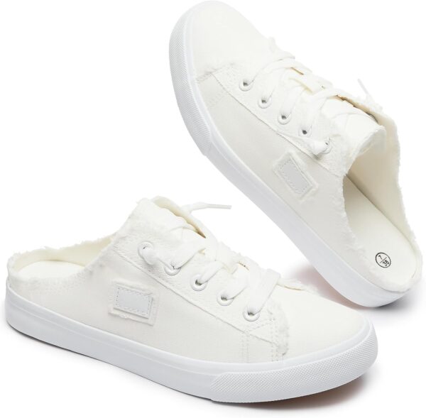 BENPAO Women's Slip on Sneakers Canvas Slip ons Shoes Fashion Comfortable Mules Womens Non Slip Loafers Casual Backless Shoes - Image 2
