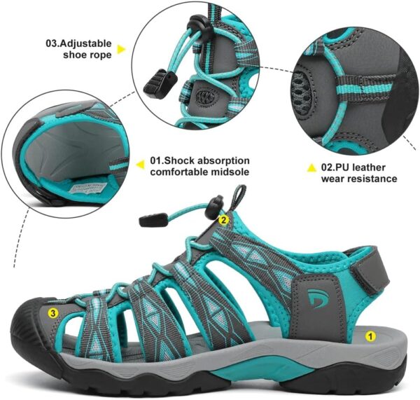 Dannto Women's Sport Hiking Sandals Closed Toe Outdoor Athletic Walking Sandal Lightweight Summer Water Shoes - Image 4