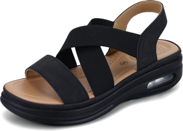 mysoft Women's Comfortable Walking Sandals Air Cushion Sport Slingback Elastic Band Platform Shoes - Image 2