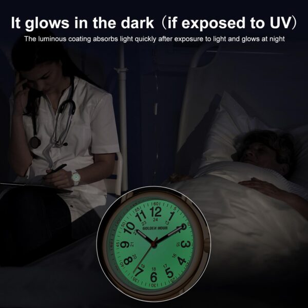 GOLDEN HOUR Waterproof Nurse Watch for Medical Professionals, Students Women Men - Military Time Luminouse Easy Read Dial, 24 Hour with Second Hand, Colorful Silicone Band - Image 7