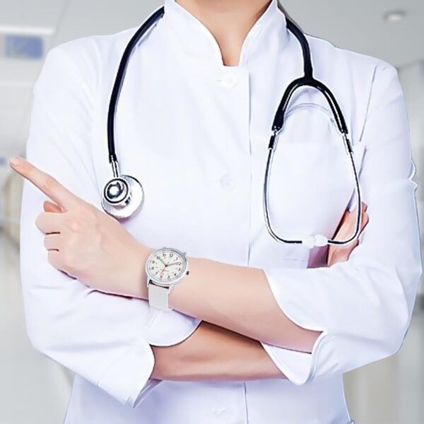 Women Watch for Nurse Easy to Read Dial Wristwatches Silicone Band Water Resistant Watches Second Hand and 24 Hour - Image 4