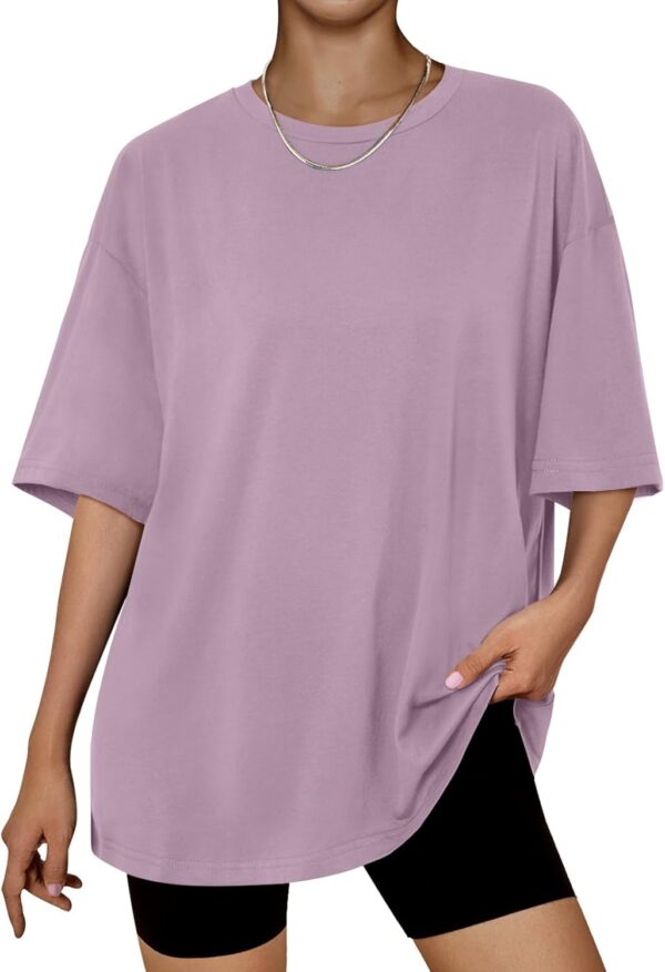 Trendy Queen Womens Oversized Summer T Shirts Fashion Workout Plus Size Tops Short Sleeve Beach Vacation Gym Clothes 2025 - Image 2