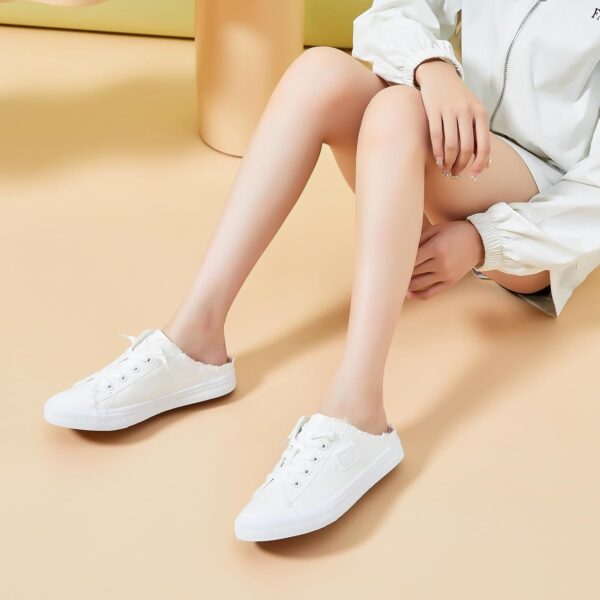 BENPAO Women's Slip on Sneakers Canvas Slip ons Shoes Fashion Comfortable Mules Womens Non Slip Loafers Casual Backless Shoes - Image 10