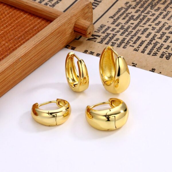 3Pairs Gold Hoop Earrings Set for Women Trendy Chunky Huggie Dainty Earrings Jewelry for Women Teens - Image 5