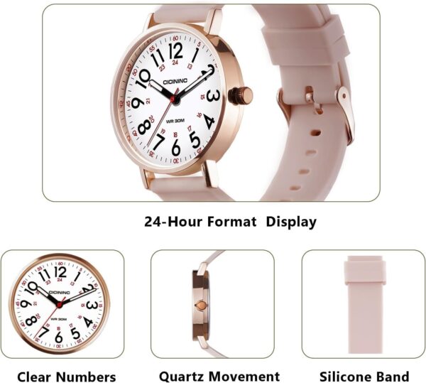 Nurse Watch for Women&Men,Analog Nursing Watches with 12/24 Hour Military Time,Second Hand - Image 8