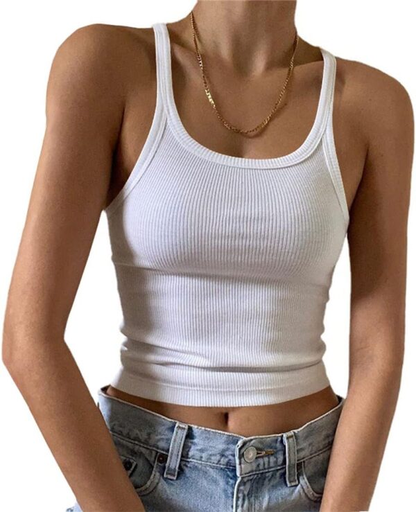 Artfish Women's Sleeveless Tank Top Form Fitting Scoop Neck Ribbed Knit Basic Cami Shirts - Image 2