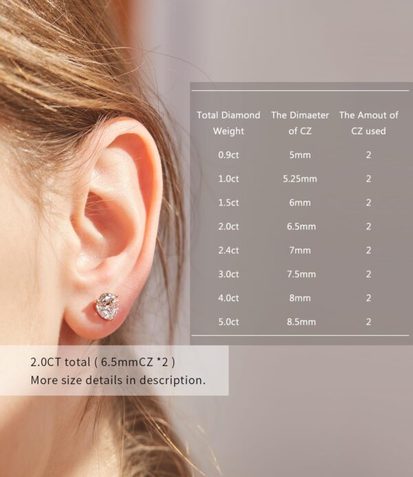 "STUNNING FLAME" 18K Gold Plated Silver Brilliant Cut Simulated Diamond Cubic Zirconia Stud Earrings - Image 8