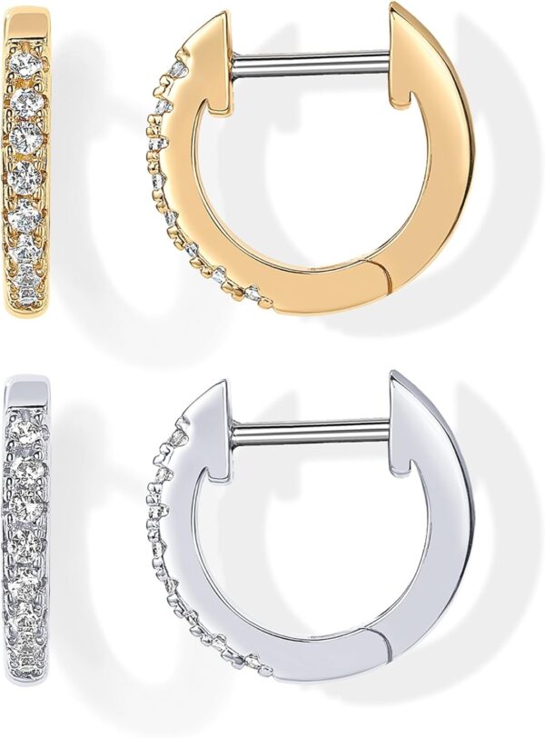 PAVOI 14K Gold Plated Cubic Zirconia Cuff Earrings Huggie Stud - Image 2