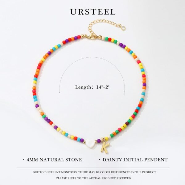 Ursteel Colorful Initial Cute Necklaces for Girls - Trendy Beaded Choker Necklace for Women Teen Girl, Personalized Letter Initial Gifts for Women Kids Jewelry - Image 7