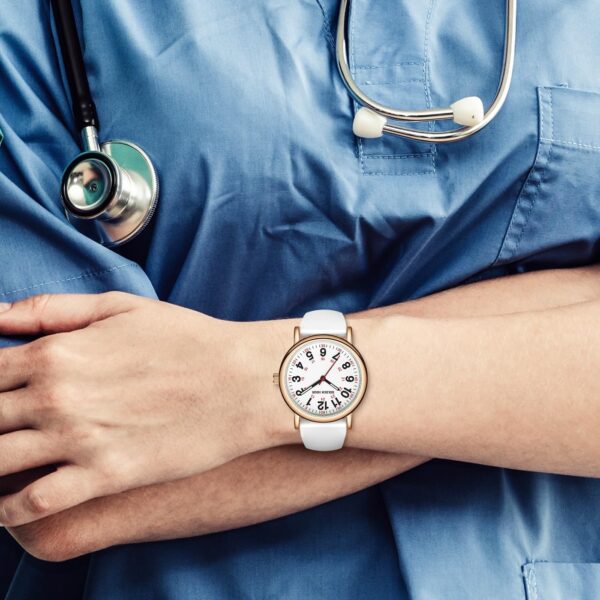 GOLDEN HOUR Waterproof Nurse Watch for Medical Professionals, Students Women Men - Military Time Luminouse Easy Read Dial, 24 Hour with Second Hand, Colorful Silicone Band - Image 9