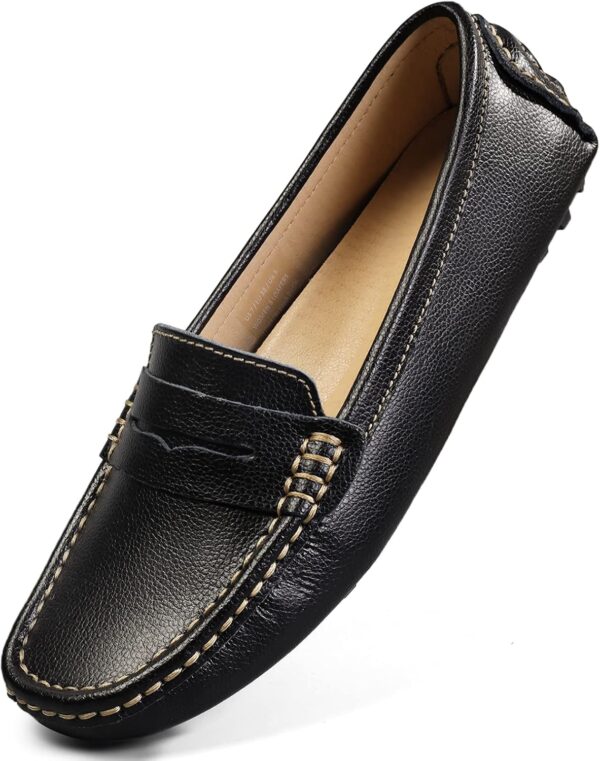 Artisure Women's Classic Comfort Leather Penny Loafers Casual Slip-Ons Lightweight Walking Flats Driving Mocs Boat Shoes - Image 2