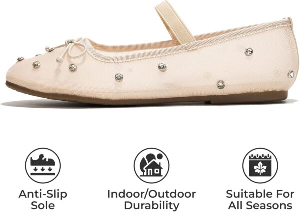 Project Cloud Ballet Flats Shoes for Women – Crystal-Embellished Mesh Ballet Flats Women Footwear – Non-Slip Mary Jane Shoes with Memory Foam – Casual Footwear for All-Day Comfort (Amity) - Image 4