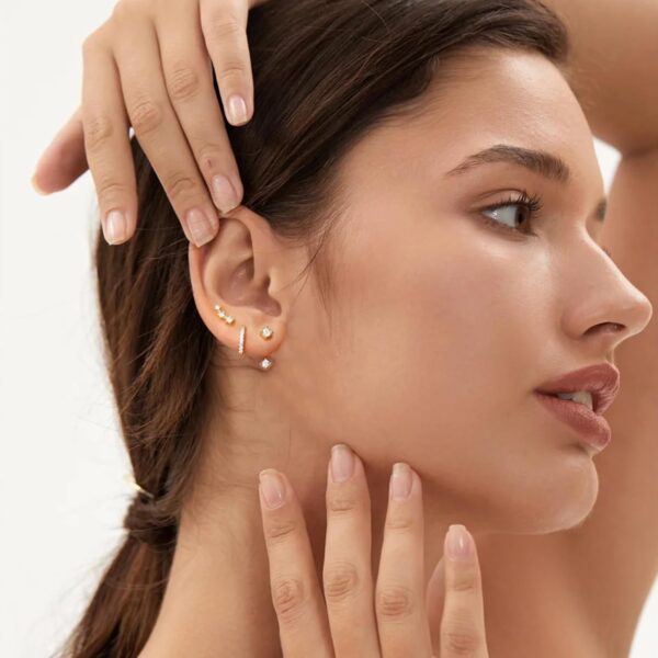 Gold Stud Earrings for Women, 6 Pairs 14K Hypoallergenic Cartilage Earrings for Multiple Piercing, Dainty Small Stackable Hoop Ball Earrings Set - Image 6