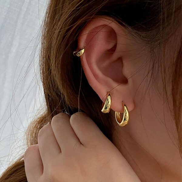 3Pairs Gold Hoop Earrings Set for Women Trendy Chunky Huggie Dainty Earrings Jewelry for Women Teens - Image 9