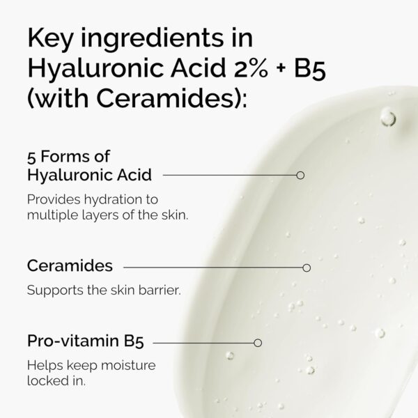 The Ordinary Hyaluronic Acid 2% + B5 (with Ceramides), Multi-Depth Hydration Serum for Plumper, Smoother Skin, 1 Fl Oz - Image 5