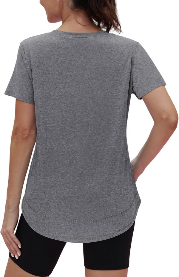 Womens Workout Tops Short Sleeve Shirts with Sun Protection Trendy Spring Summer Outfits S-3XL - Image 6