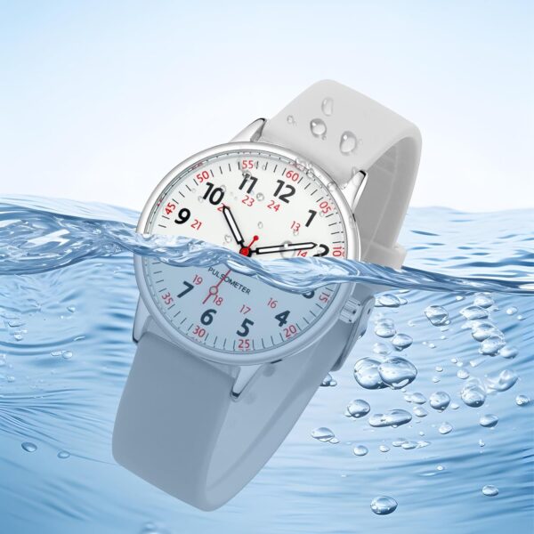 Women Watch for Nurse Easy to Read Dial Wristwatches Silicone Band Water Resistant Watches Second Hand and 24 Hour - Image 7