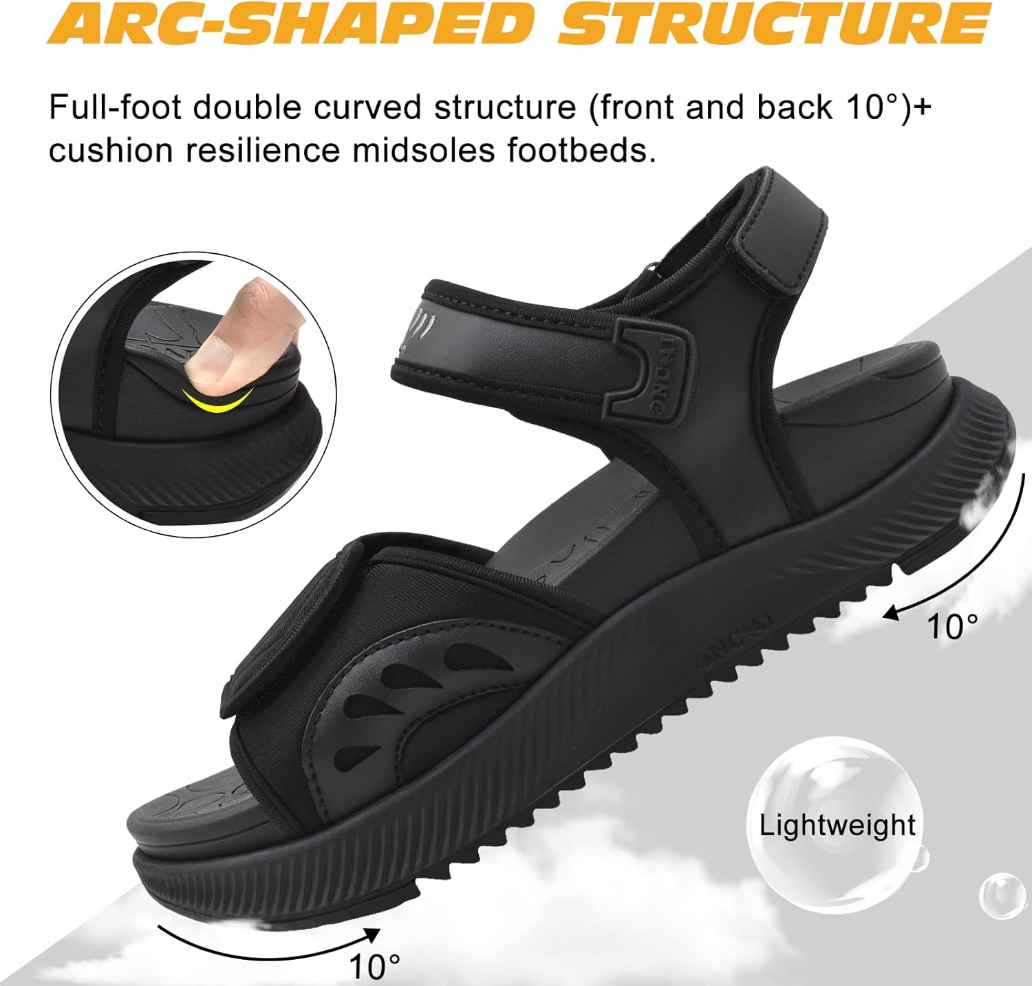 ONCAI Walking Sandals Women,Arch Support Hiking Sandals with Orthotic Outdoor Footbed for Plantar Fasciitis,Water Athletic Platform Sandalias Mujer with 3 Adjustable Strap (US Size 6-12) - Image 5