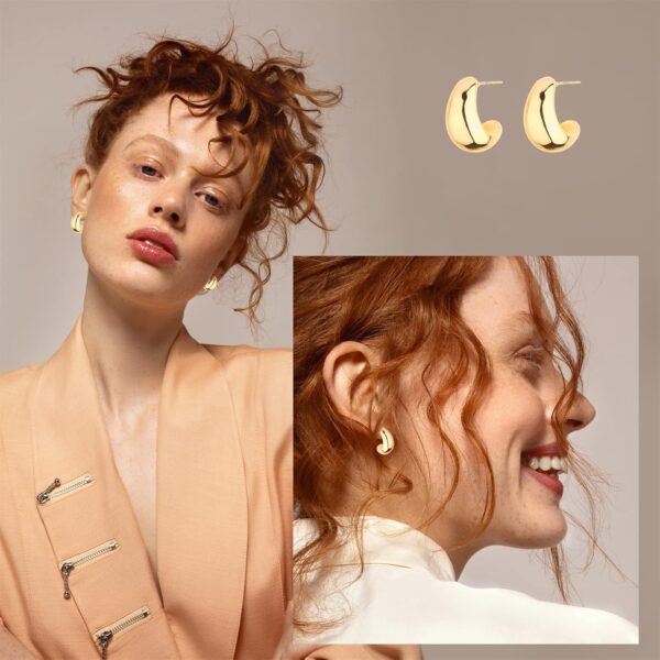 Wgoud Chunky Hoop Earrings Set 14K Gold Hoop Earrings for Women Hypoallergenic, Thick Hoops Earring set, Twist Huggie Hoop Earring - Image 4