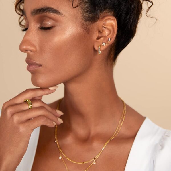 PAVOI 14K Gold Plated Sterling Silver Posts Dainty Mini Multi-Shape Flat Back Stud Earring Pack for Women | Helix Cartilage Piercing Jewelry - Image 5