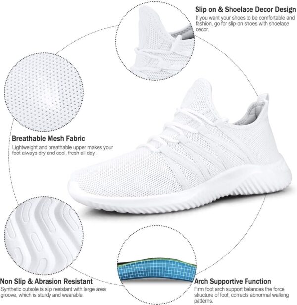 Feethit Womens Slip On Running Shoes Non Slip Walking Shoes Lightweight Gym Workout Shoes Breathable Fashion Sneakers - Image 3