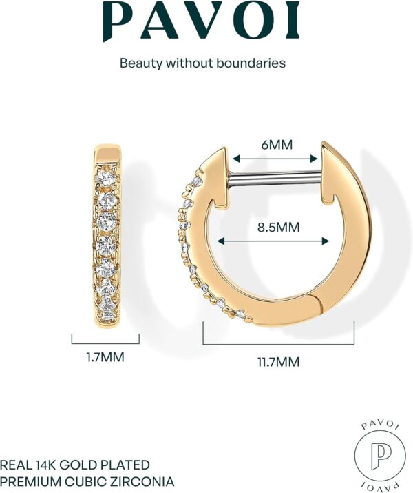 PAVOI 14K Gold Plated Cubic Zirconia Cuff Earrings Huggie Stud - Image 4