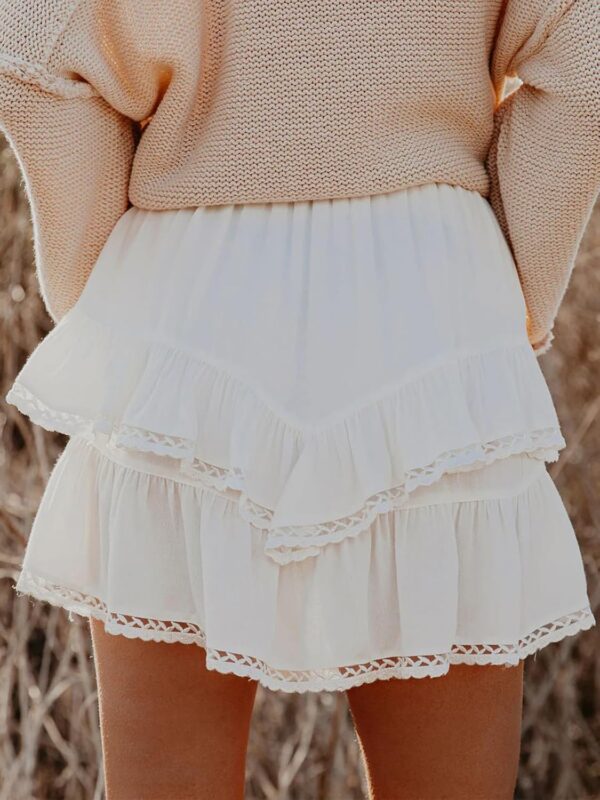 Flowy Shorts for Women Casual Boho Ruffle Tiered Skorts High Waist Mini Skirts Golf Tennis Crochet Shorts - Image 3