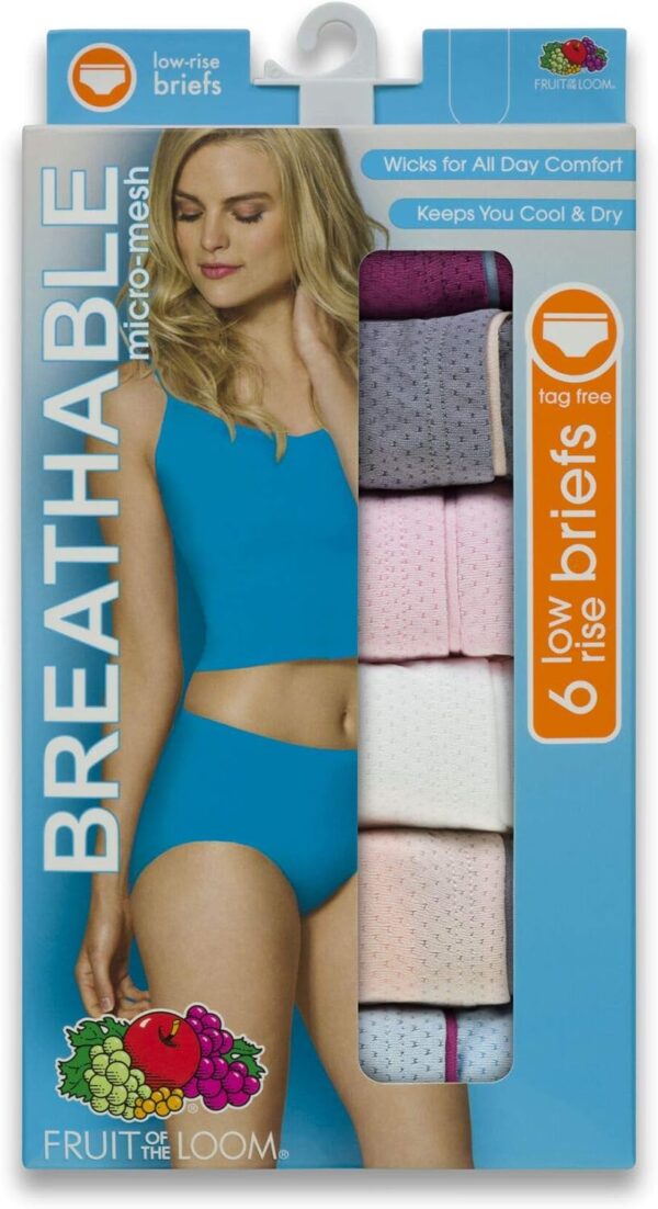 Fruit of the Loom Women's Breathable Underwear, Moisture Wicking Keeps You Cool & Comfortable, Available in Plus Size - Image 5