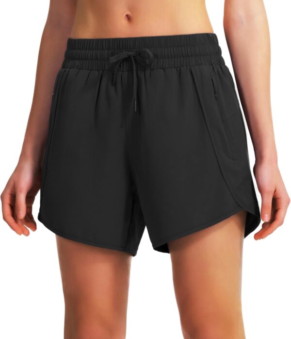 Ksmien Women's 5" Athletic Running Shorts Quick Dry Lightweight Workout Gym Shorts with Zipper Pockets UPF 50+ - Image 4