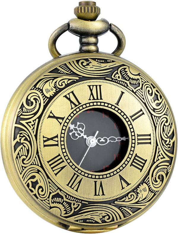 LYMFHCH Vintage Pocket Watch Roman Numerals Scale Quartz Pocket Watches with Chain Christmas Graduation Birthday Gifts Fathers Day - Image 6