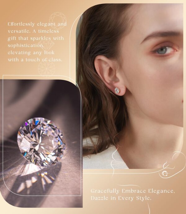 "STUNNING FLAME" 18K Gold Plated Silver Brilliant Cut Simulated Diamond Cubic Zirconia Stud Earrings - Image 9