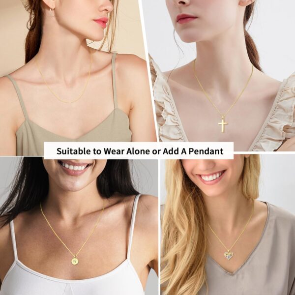 Jewlpire Solid 18k Gold Over 925 Sterling Silver Chain Necklace for Women, 1mm Cable Chain Necklace Sturdy & Shiny Women's Chains Necklaces 14 16 17 18 20 22 24 Inch - Image 6