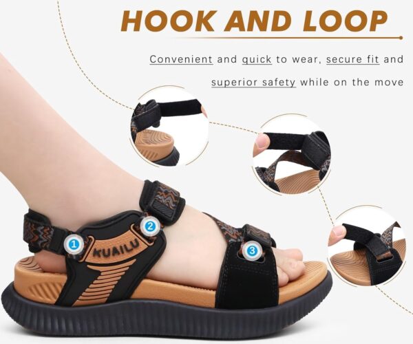 KuaiLu Womens Orthopedic Walking Sandals Recovery Sport Outdoor Hiking Water Sandles Thick Athletic Cushion Adjustable Leather Strap Sandals with Comfortable Plantar Fasciitis Arch Support - Image 6