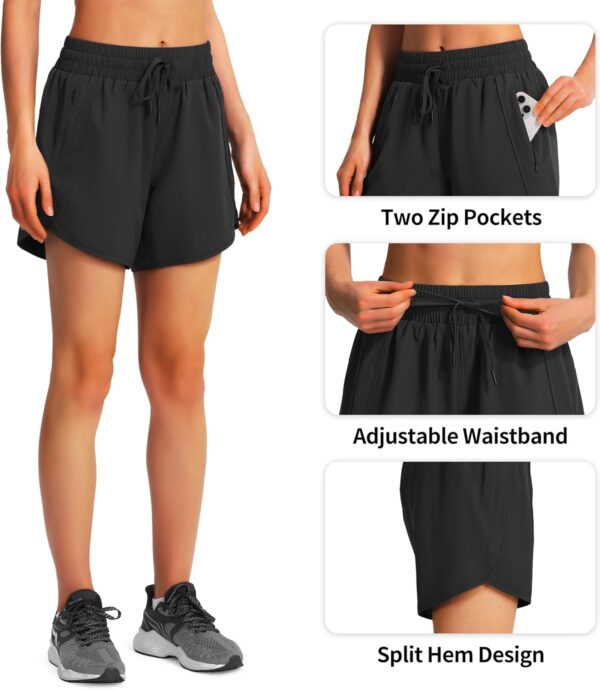 Ksmien Women's 5" Athletic Running Shorts Quick Dry Lightweight Workout Gym Shorts with Zipper Pockets UPF 50+ - Image 6