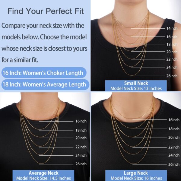 Jewlpire Solid 18k Gold Over 925 Sterling Silver Chain Necklace for Women, 1mm Cable Chain Necklace Sturdy & Shiny Women's Chains Necklaces 14 16 17 18 20 22 24 Inch - Image 4