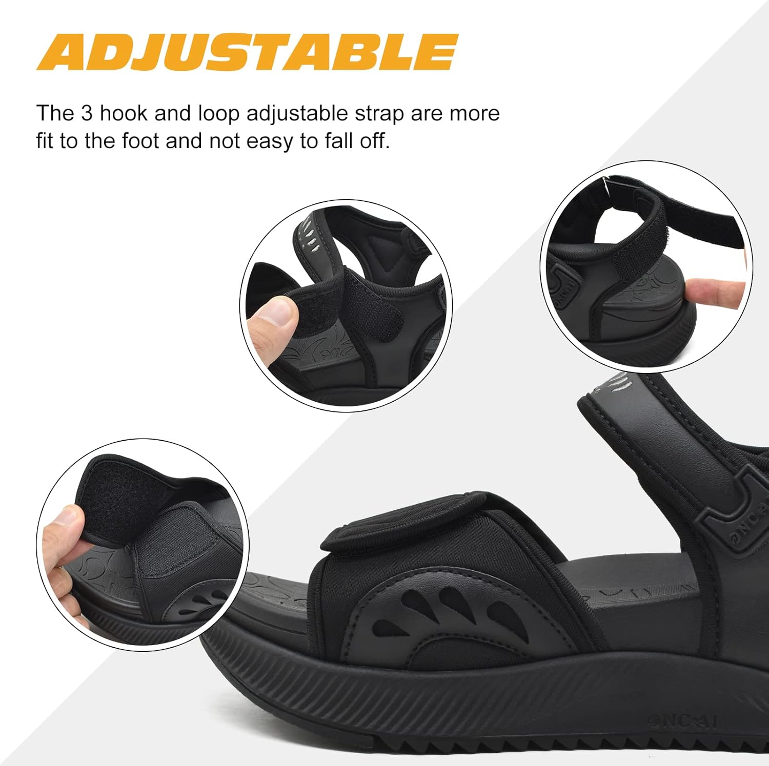 ONCAI Walking Sandals Women,Arch Support Hiking Sandals with Orthotic Outdoor Footbed for Plantar Fasciitis,Water Athletic Platform Sandalias Mujer with 3 Adjustable Strap (US Size 6-12) - Image 4