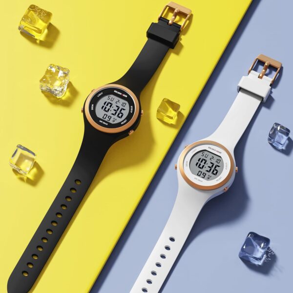 GOLDEN HOUR Waterproof Sport Women's Digital Chronograph Silicone Strap Watch - Image 7