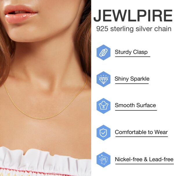 Jewlpire Solid 18k Gold Over 925 Sterling Silver Chain Necklace for Women, 1mm Cable Chain Necklace Sturdy & Shiny Women's Chains Necklaces 14 16 17 18 20 22 24 Inch - Image 3