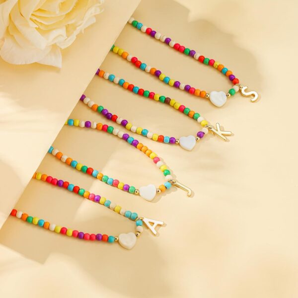 Ursteel Colorful Initial Cute Necklaces for Girls - Trendy Beaded Choker Necklace for Women Teen Girl, Personalized Letter Initial Gifts for Women Kids Jewelry - Image 8