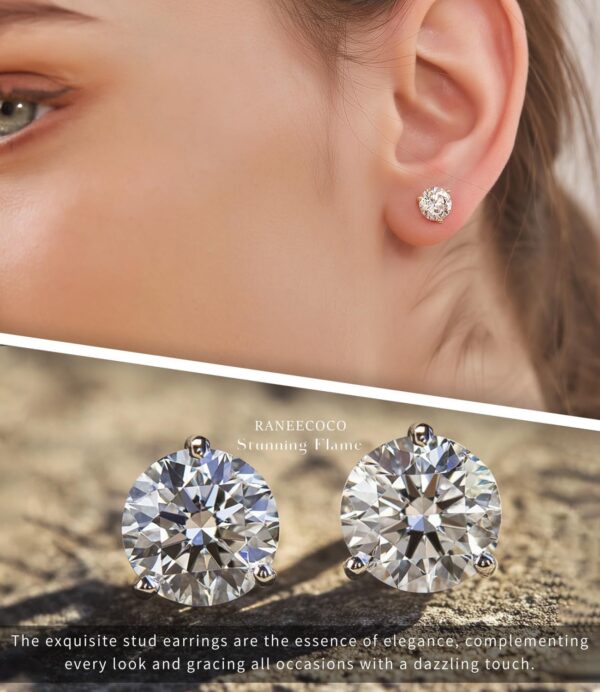 "STUNNING FLAME" 18K Gold Plated Silver Brilliant Cut Simulated Diamond Cubic Zirconia Stud Earrings - Image 7