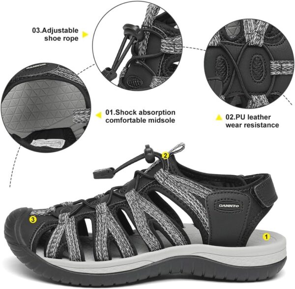 Dannto Women's Closed Toe Hiking Sandals Walking Water Sandal Comfort Athletic Sport Outdoor Sandals - Image 3