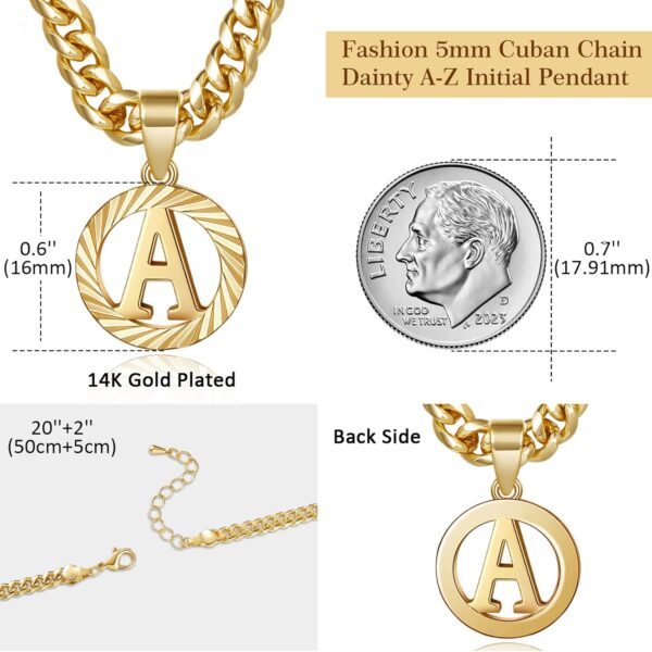 KissYan Gold Initial Necklace,14K Gold Plated Round Letter Pendant Hollow Capital Monogram 5mm Cuban Chain Necklace Alhpabets from A-Z Dainty Jewelry for Women Men - Image 6