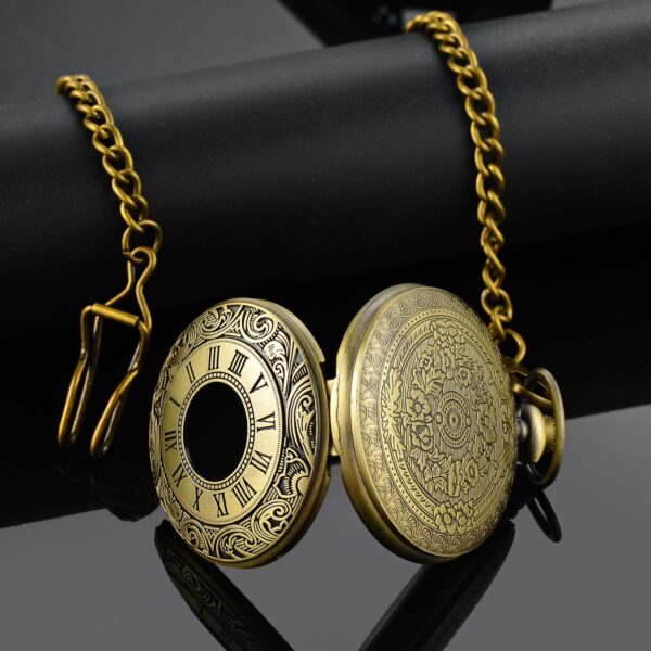 LYMFHCH Vintage Pocket Watch Roman Numerals Scale Quartz Pocket Watches with Chain Christmas Graduation Birthday Gifts Fathers Day - Image 7